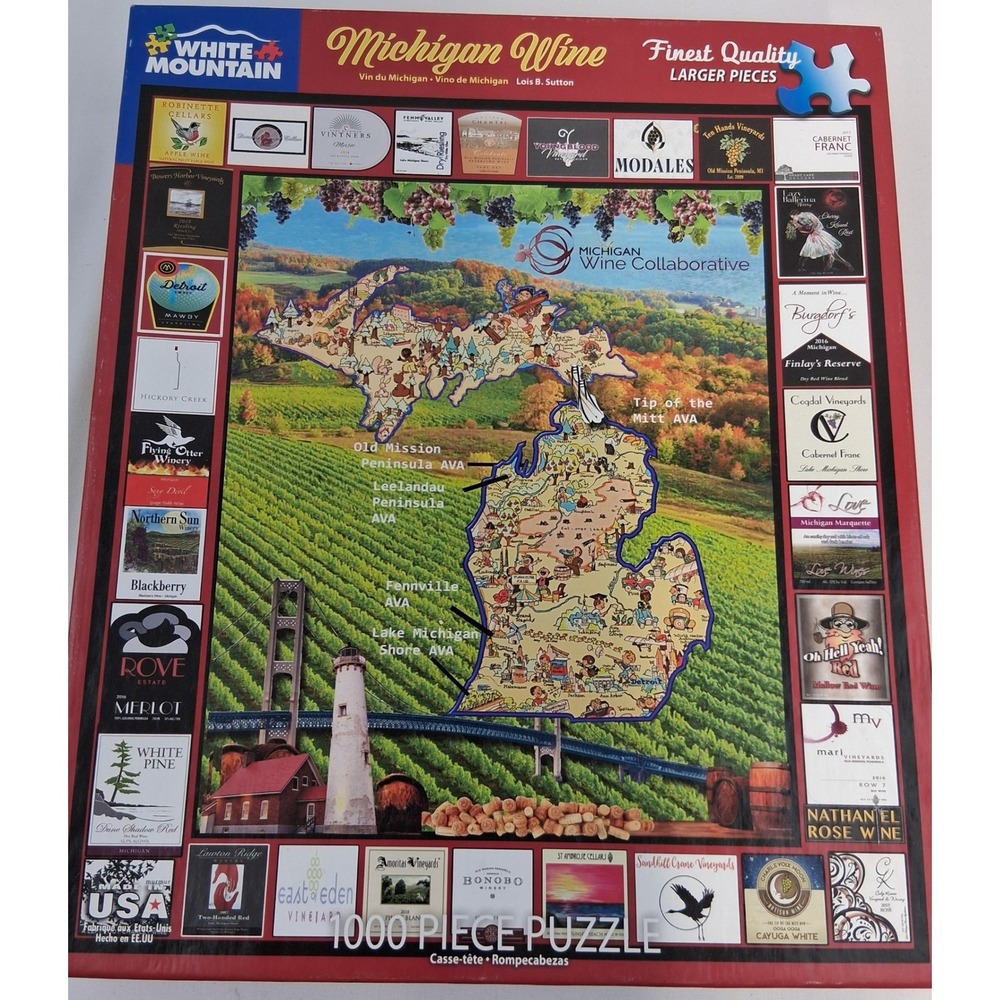 White Mountain Michigan Wine 1000 Jigsaw Puzzle Lois‎ B Sutton USED COMPLETE
